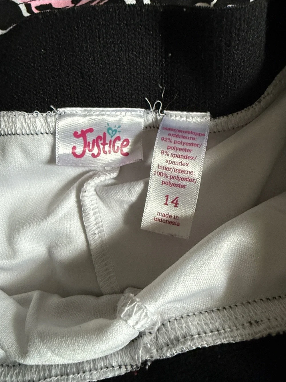Justice Black & White Striped Skort with Pink Rose Print